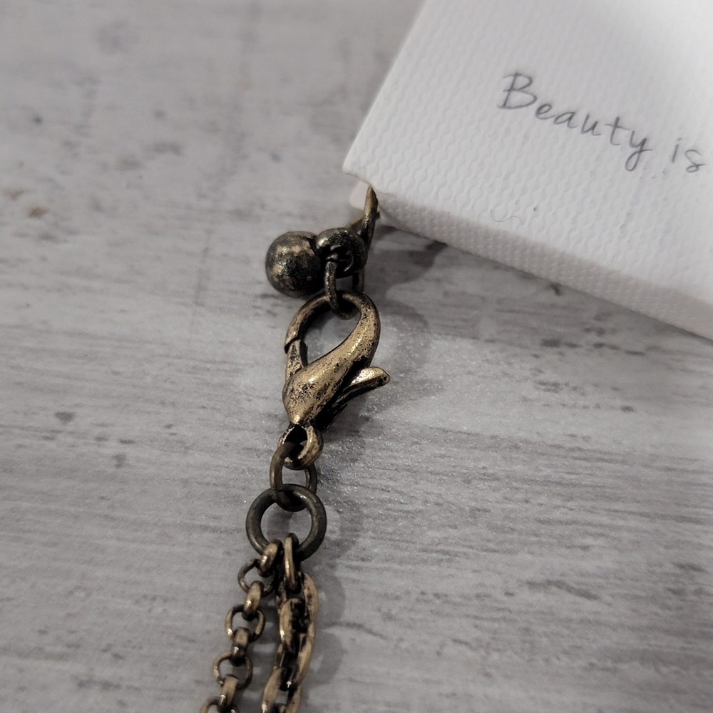 Northern Reflections Long Layered Necklace Oval Hammered Pendants Mixed Metal - Picture 9 of 15